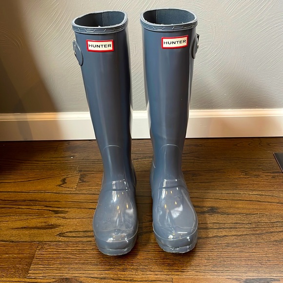 Hunter Womens Boots - Tall Gray Glossy - Picture 2 of 6